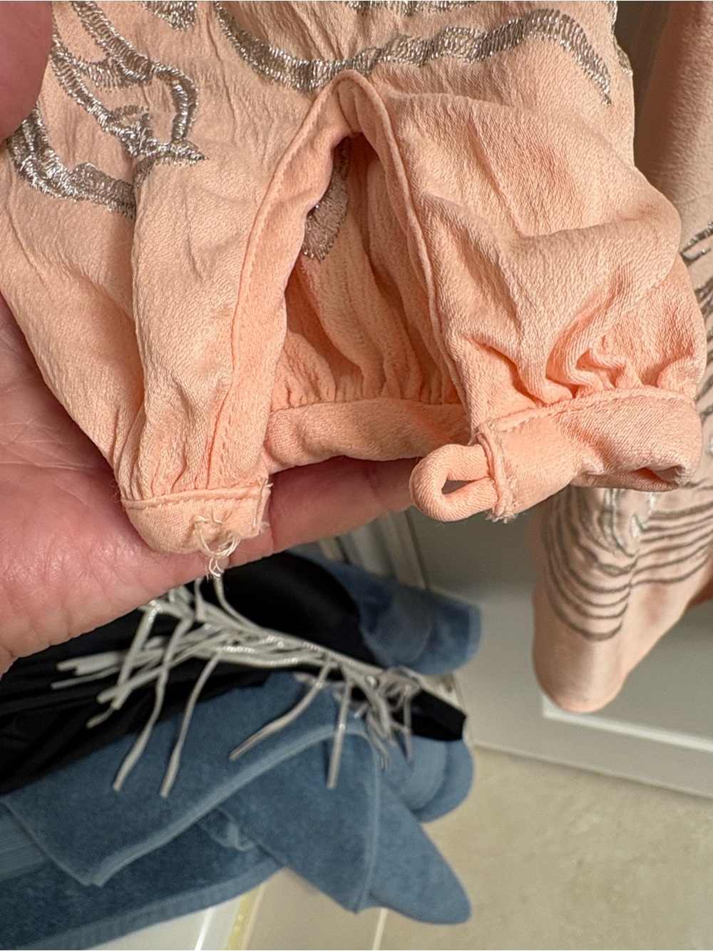 Free People Peach Tunic with Silver Swirl Accents- See Notes - Picture 6 of 7